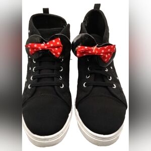 Kids Black Sneakers with Red Bow
